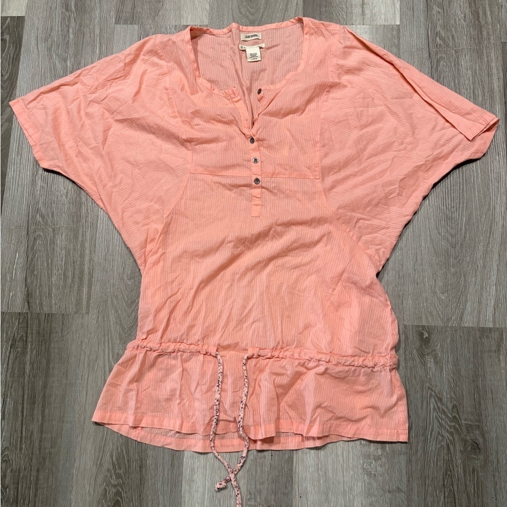 Ruff Hewn Coral Button-Front Tunic